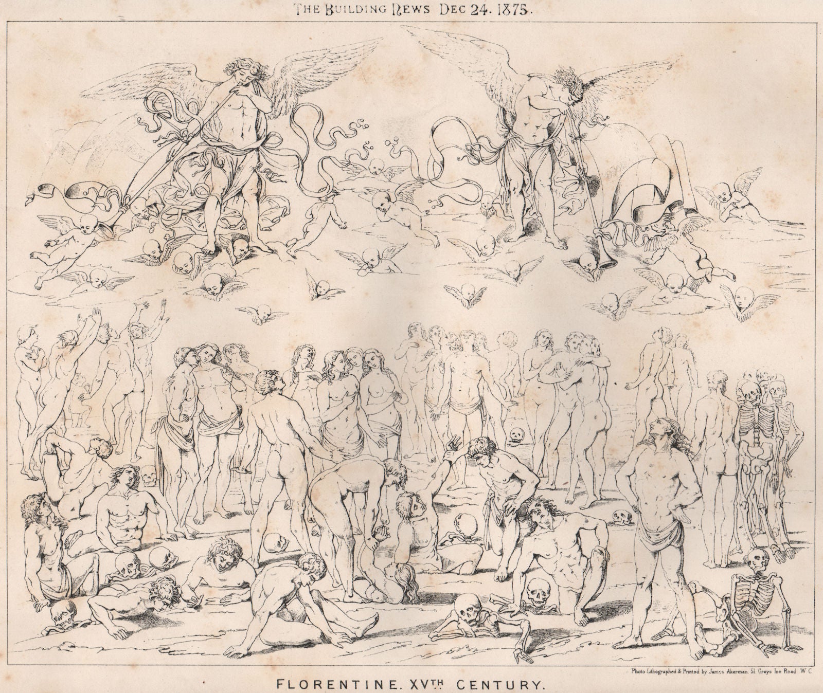 Florentine XVth. Century . Italy 1875 old antique vintage print picture